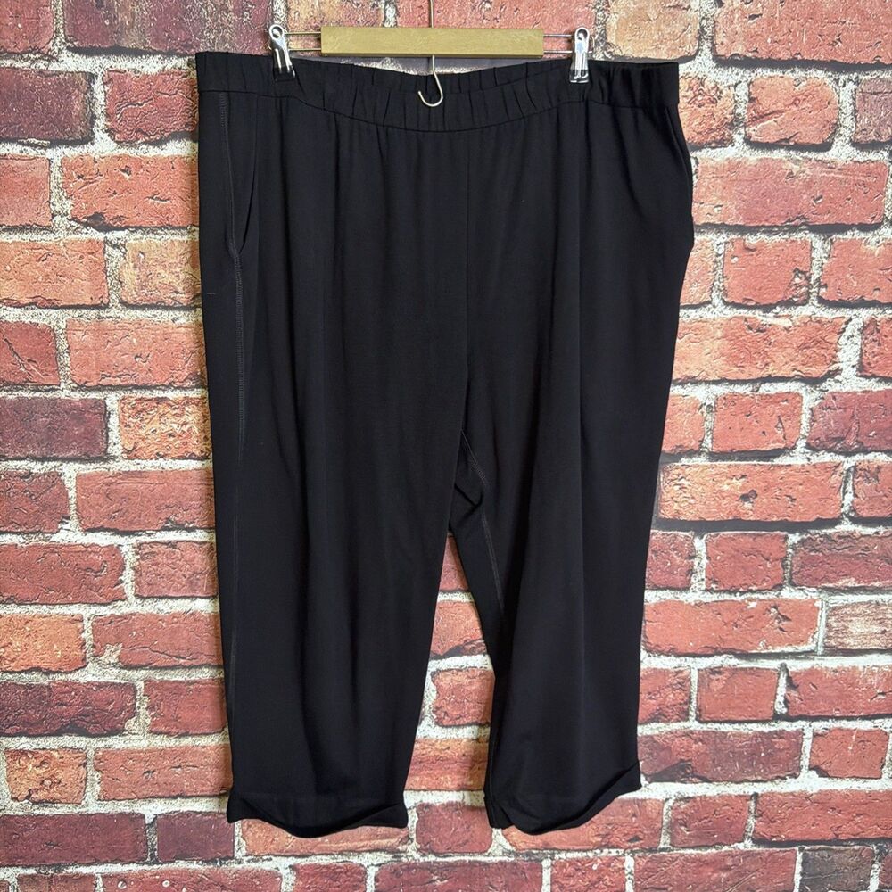 Eileen Fisher Pants Womens 3X Black Wide Leg Ankle Pull On Stretch